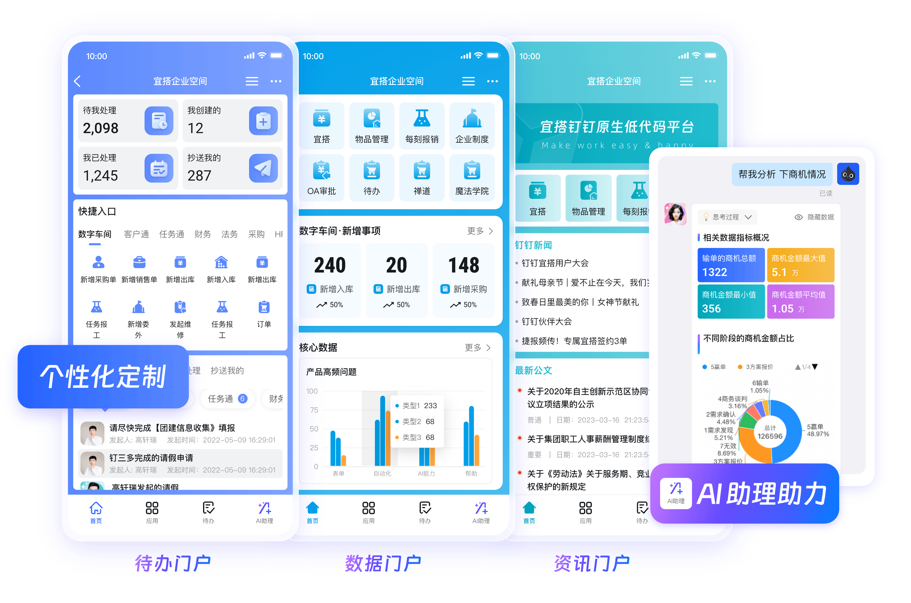 钉钉无纸化办公解决方案界面